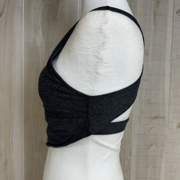 Free People Movement In Your Corner Sports Bra  Criss-Cross Back Charcoal Logo S - Picture 2 of 10
